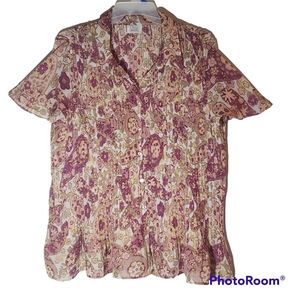 Only Necessities women's plus size 4X floral print button up shirt. 979
